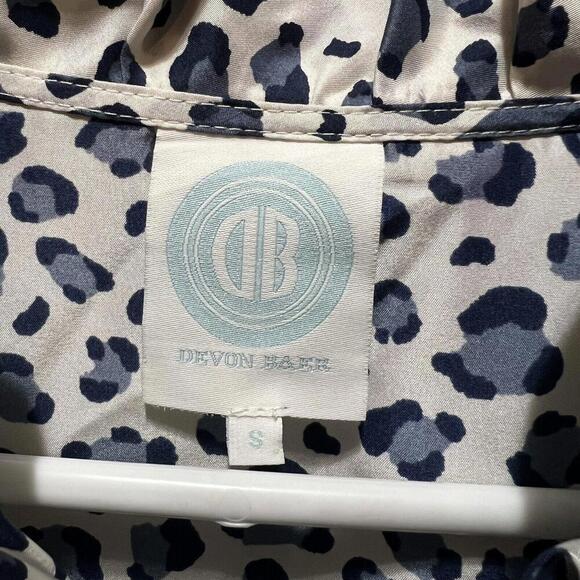 Devon Baer Leopard Print Ruffle Silk Blouse Top Sz S - Picture 3 of 4